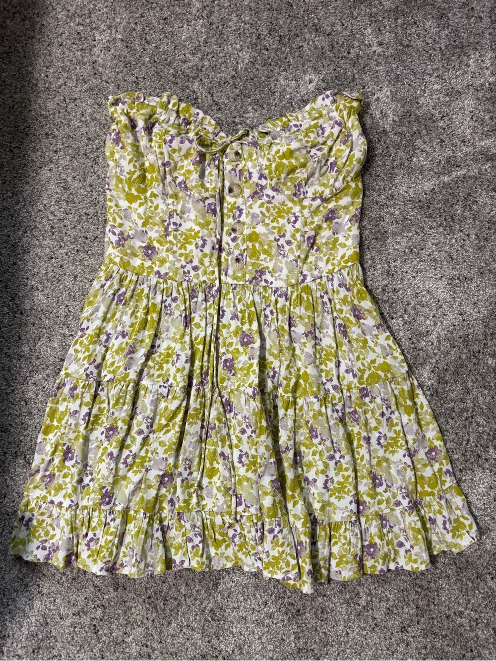 Skylar + Madison White Dress with Green and Purple Floral Print